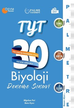  Palme Yayınları TYT Biyoloji Palmetre Serisi 30 Deneme Video Çözümlü