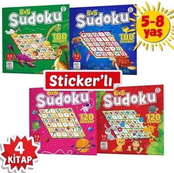  Yükselen Zeka Yayınları 5-8 Yaş Stickerlı Sudoku Seti (Dikkat ve Zeka Geliştiren Bulmacalar Serisi 440 Adet Çıkartma)
