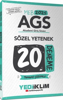  Yediiklim  2025 MEB AGS Sözel Yetenek Tamamı Çözümlü 20 Deneme