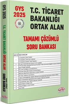  Editör Yayınları 2025 GYS T.C. Ticaret Bakanlığı Tüm Kadrolar İçin Tamamı Çözümlü Ortak Alan Soru Bankası
