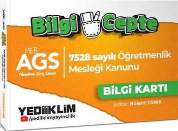  Yediiklim  MEB AGS Bilgi Cepte 7528 Sayılı Öğretmenlik Meslek Kanunu Bilgi Kartı Soru Cevap