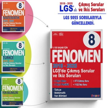  Fenomen Okul Yayınları 8. Sınıf LGS Çıkmış Sorular ve İkiz Soruları Seti 2018 2025