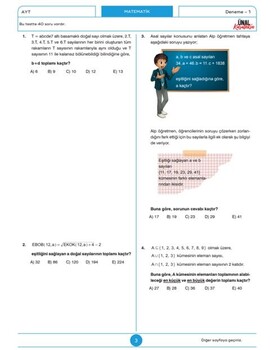  Ünal Karatekin AYT Matematik 10 Adet Fasikül Deneme