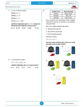  Ünal Karatekin AYT Matematik 10 Adet Fasikül Deneme