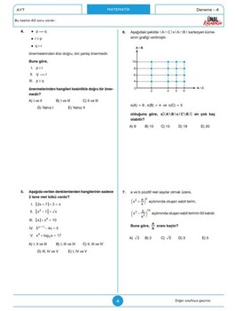  Ünal Karatekin AYT Matematik 10 Adet Fasikül Deneme