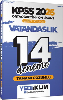  Yediiklim  2026 KPSS Ortaöğretim Ön Lisans Genel Kültür Vatandaşlık Tamamı Çözümlü 14 Deneme