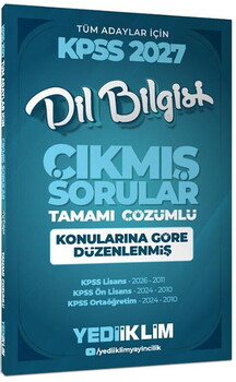 Yediiklim Yayınları 2027 KPSS Tüm Adaylar İçin Dil Bilgisi Tamamı Çözümlü Çıkmış Sorular Konularına Göre Düzenlenmiş