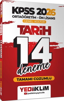  Yediiklim  2026 KPSS Ortaöğretim Ön Lisans Genel Kültür Tarih Tamamı Çözümlü 14 Deneme