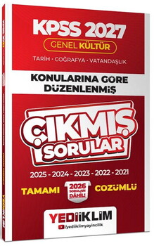 Yediiklim Yayınları 2027 KPSS Genel Kültür Konularına Göre Düzenlenmiş Tamamı Çözümlü Çıkmış Sorular