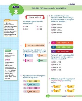  Dikkat Atölyesi Yayınları 4. Sınıf İpuçlu Matematik Yeni Nesil Soru Bankası